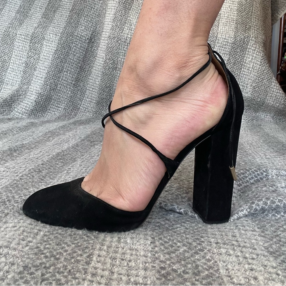 Aquazzura black suede high heels